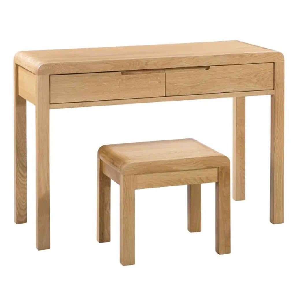 Wooden Dressing Table With 2 Drawer And Stool - Curve