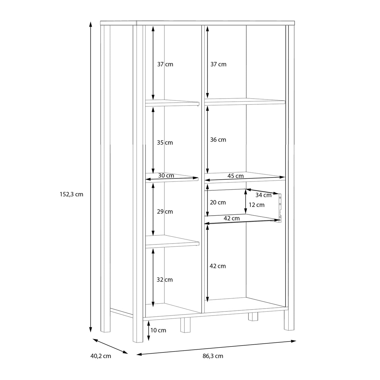 Wooden Shelving Unit With 1 Door And 1 Drawer - High Rock