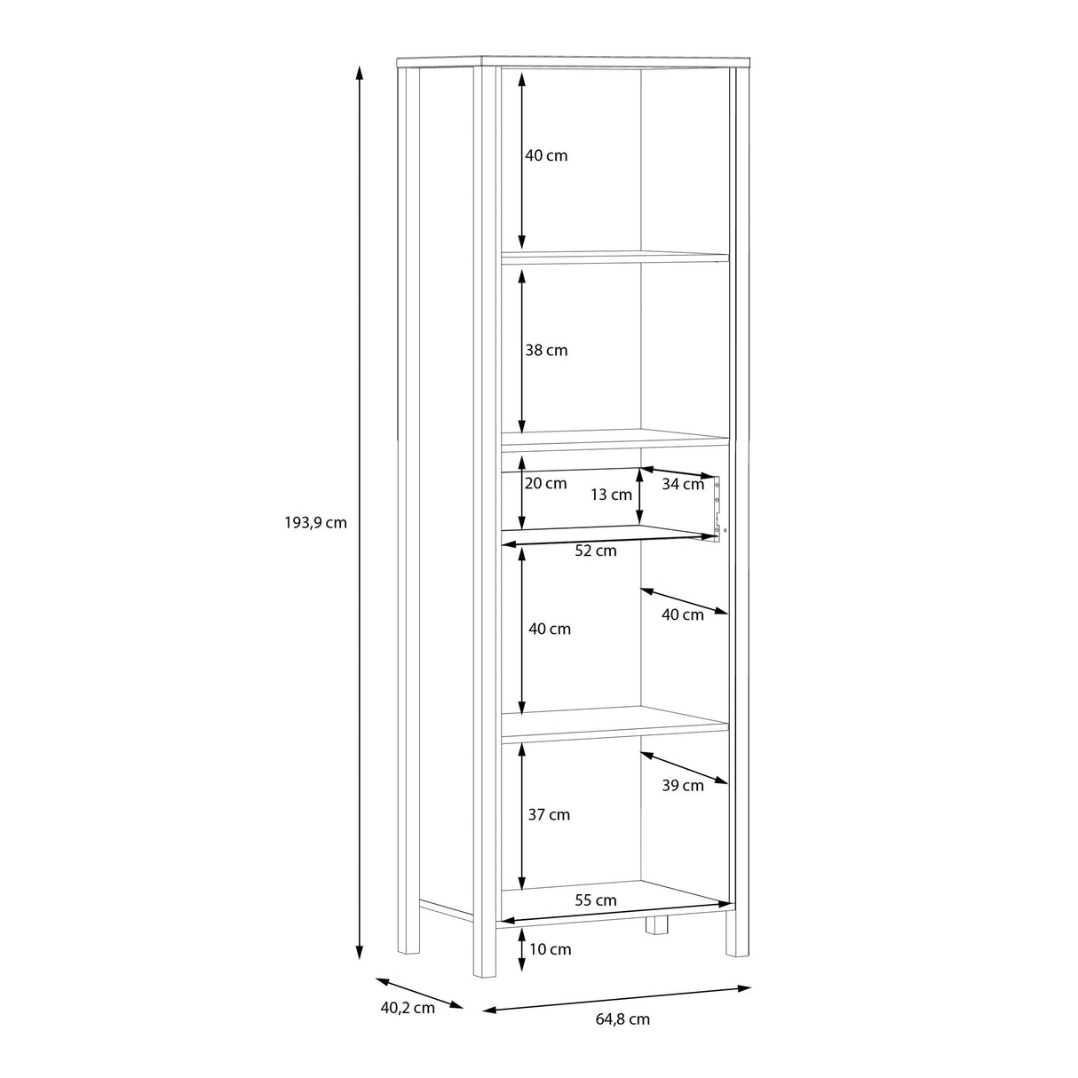 Wooden Shelving Unit With 1 Drawer - High Rock