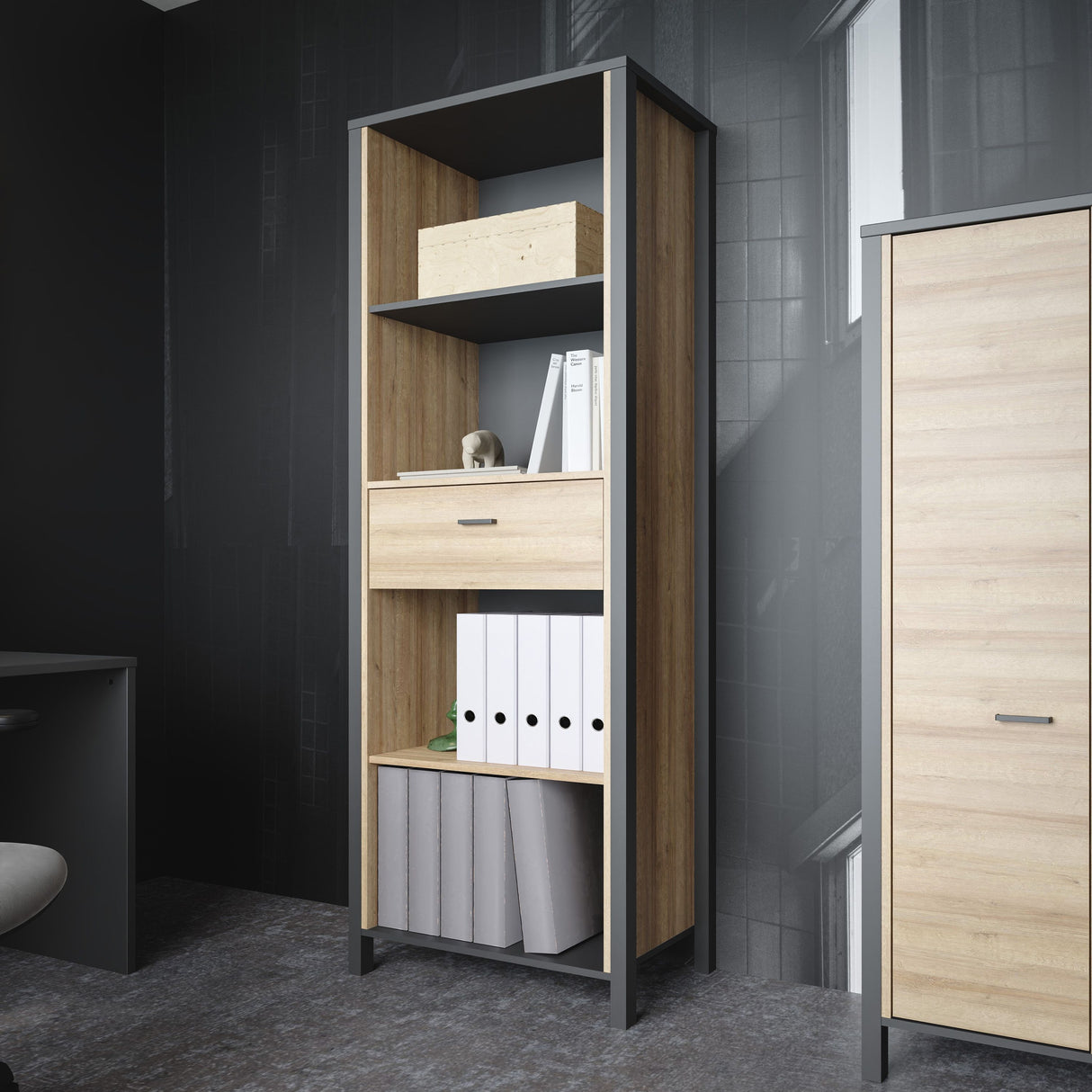 Wooden Shelving Unit With 1 Drawer - High Rock