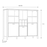 Wooden Shelving Unit Wide With 3 Doors And Wine Rack - High Rock