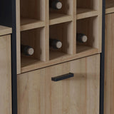 Wooden Shelving Unit Wide With 3 Doors And Wine Rack - High Rock
