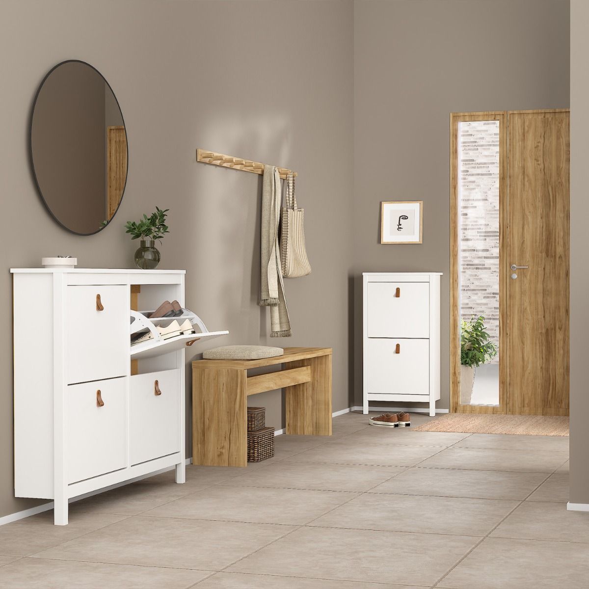 Wooden Shoe Storage Cabinet With 4 Compartments - Barcelona