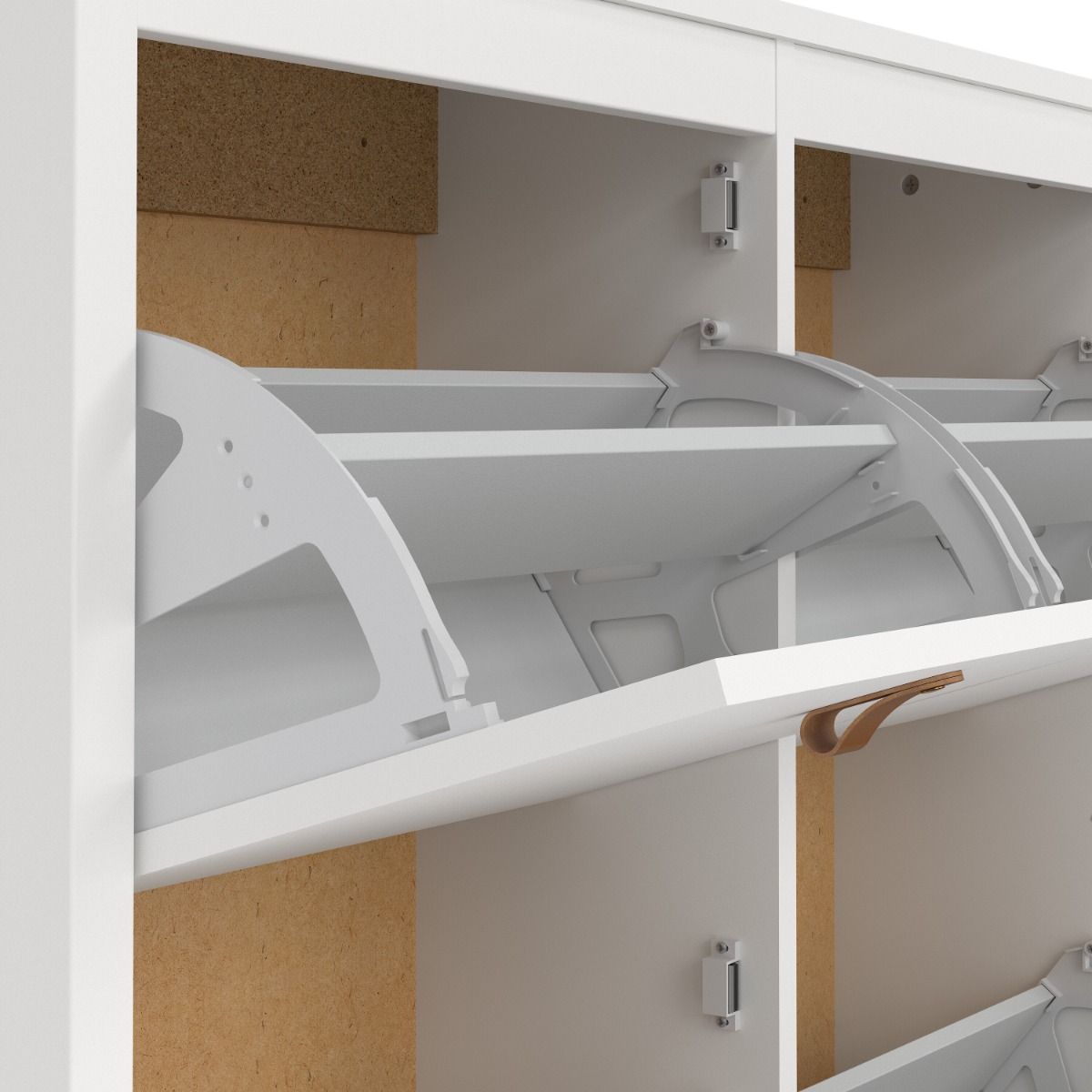 Wooden Shoe Storage Cabinet With 4 Compartments - Barcelona