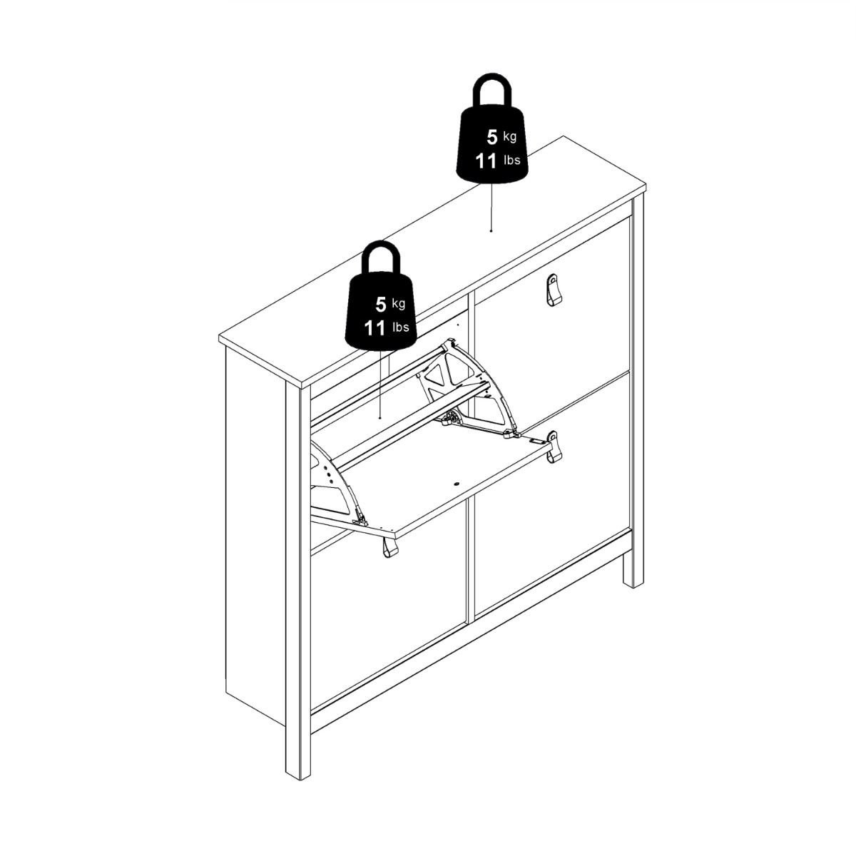 Wooden Shoe Storage Cabinet With 4 Compartments - Barcelona