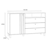 Wooden Sideboard With 1 Door And 3 Drawers - Grafton