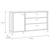 Wooden Sideboard With 1 Door And 3 Drawers - High Rock