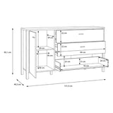 Wooden Sideboard With 1 Door And 3 Drawers - High Rock