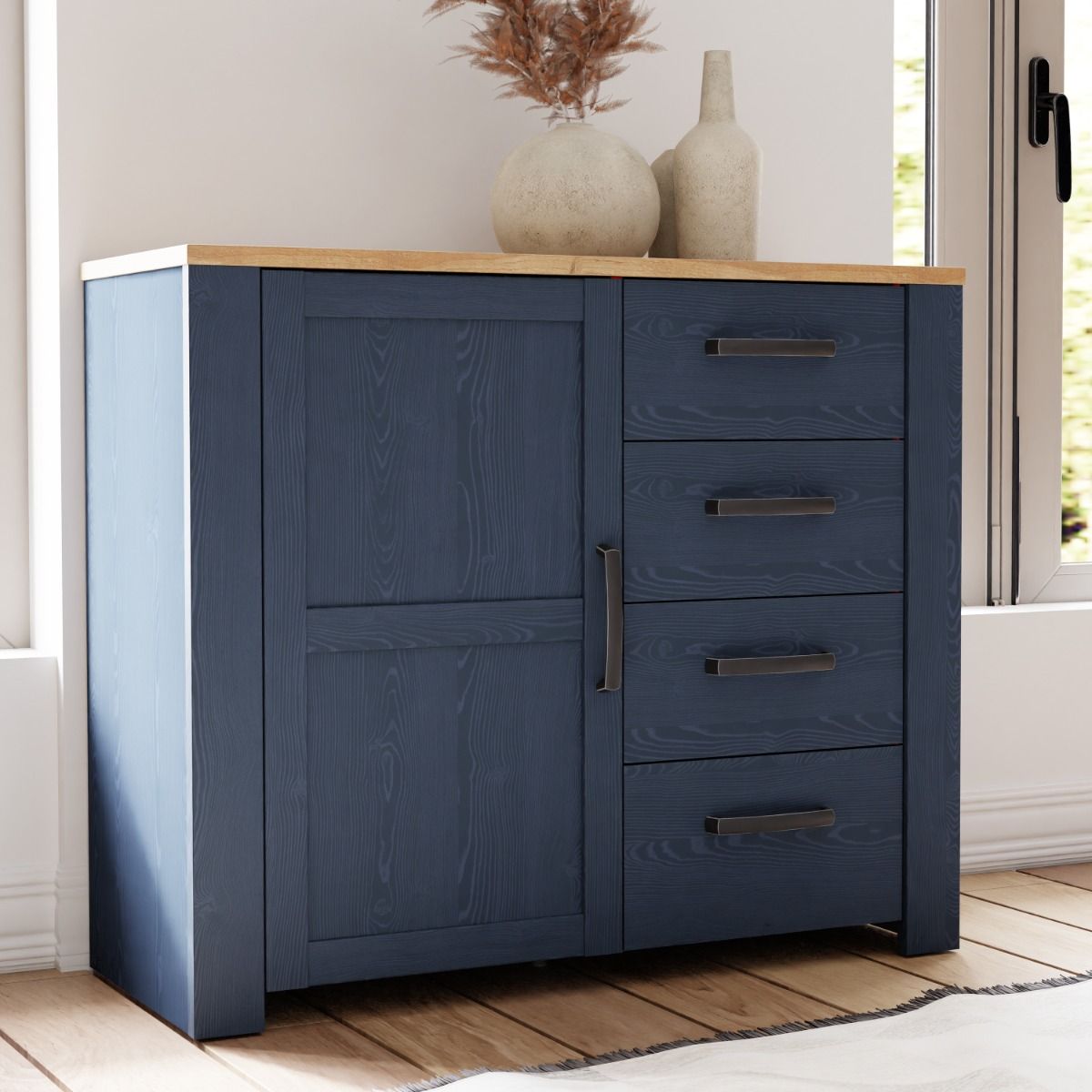 Wooden Sideboard With 1 Door And 4 Drawers - Bohol