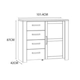 Wooden Sideboard With 1 Door And 4 Drawers - Bohol