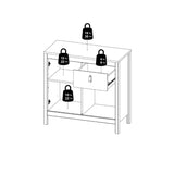 Wooden Sideboard With 2 Doors And 1 Drawer - Barcelona