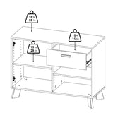 Wooden Sideboard With 2 Doors And 1 Drawer In White Fronts - Ikast