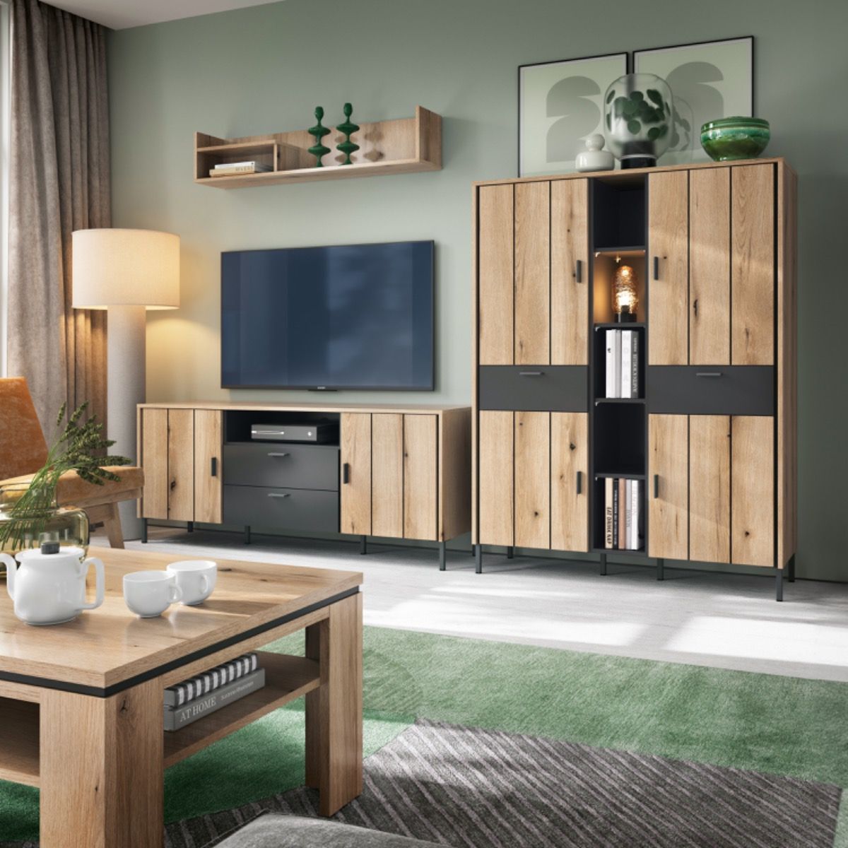Wooden Sideboard With 2 Doors 1 Flap And 2 Drawers - Arundel