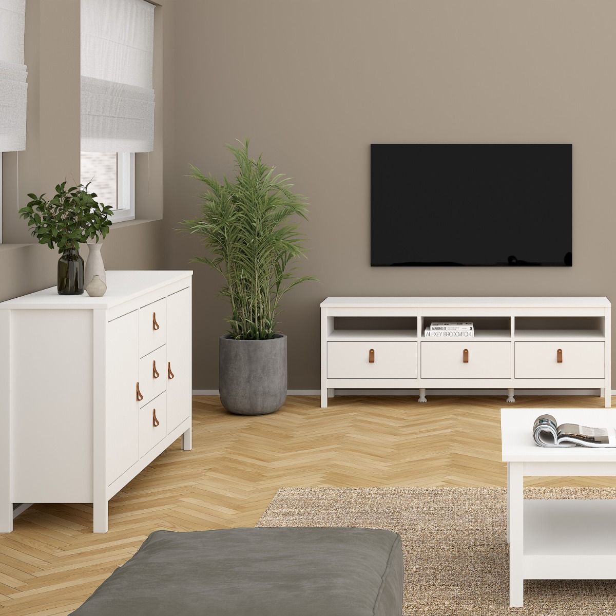 Wooden Sideboard With 2 Doors And 3 Drawers - Barcelona