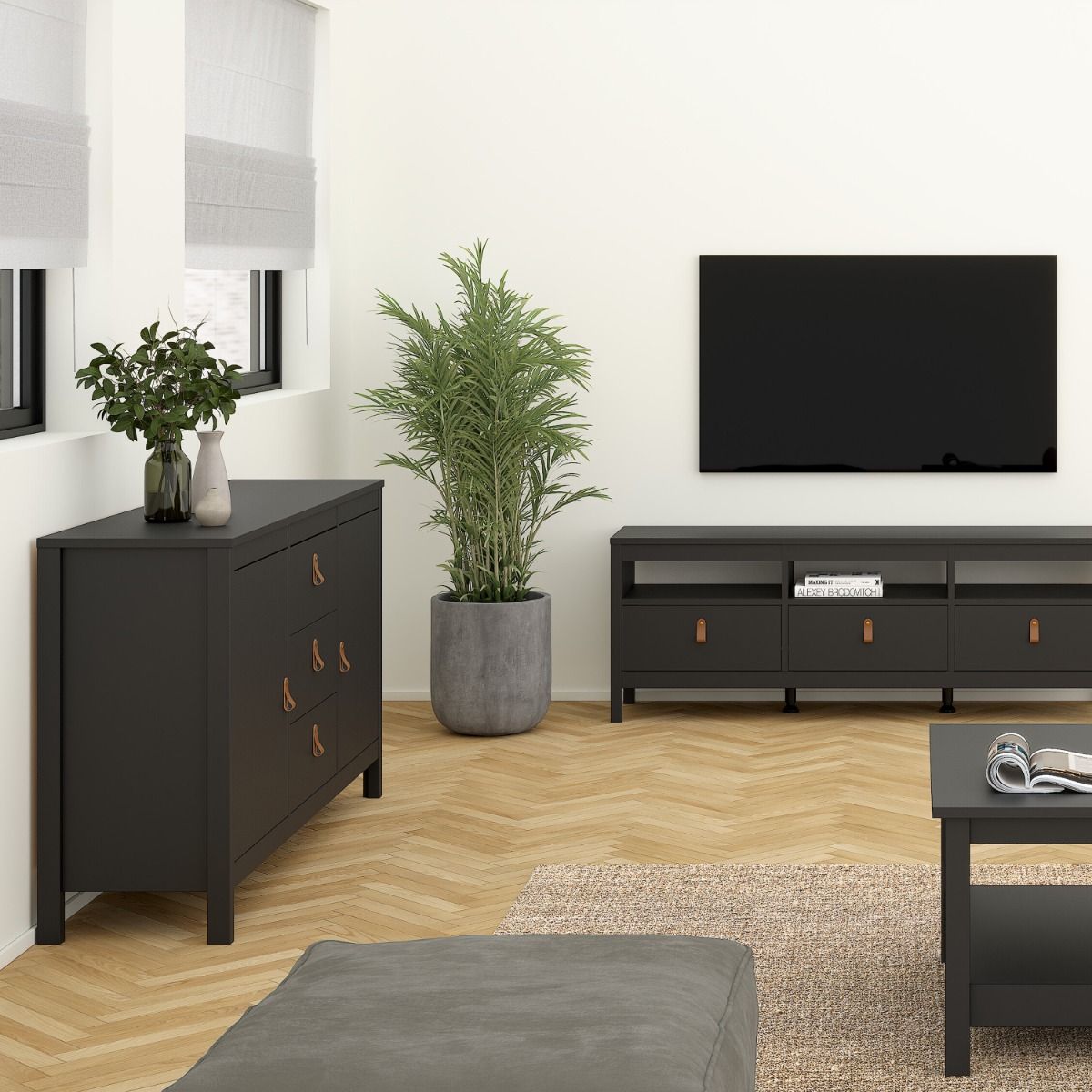 Wooden Sideboard With 2 Doors And 3 Drawers - Barcelona
