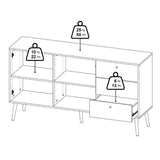 Wooden Sideboard With 2 Doors And 3 Drawers - Cumbria