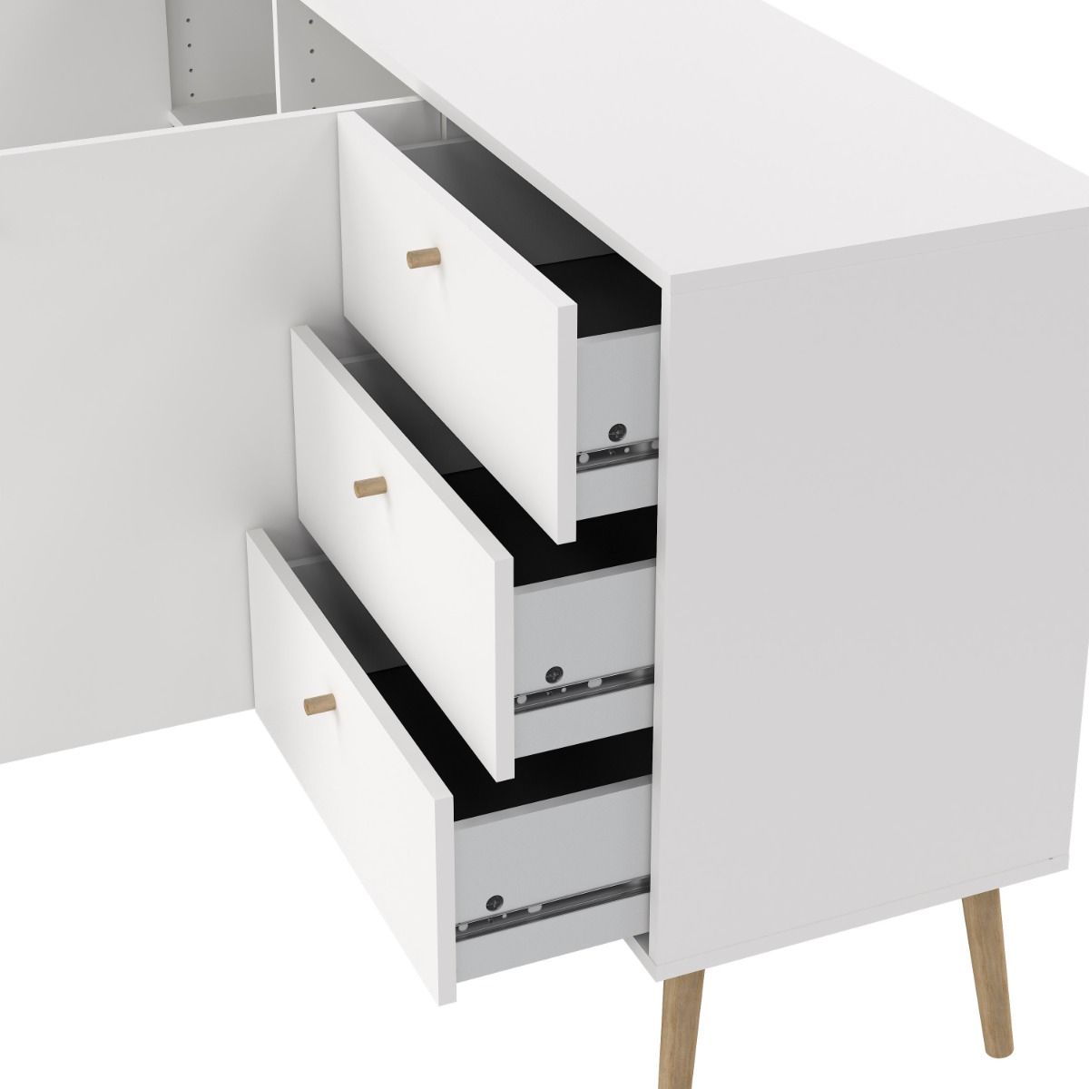 Wooden Sideboard With 2 Doors And 3 Drawers - Cumbria