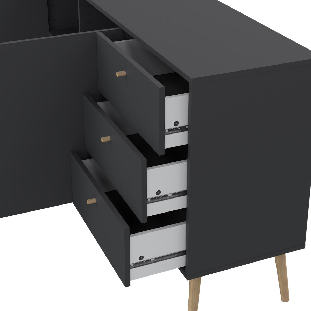 Wooden Sideboard With 2 Doors And 3 Drawers - Cumbria