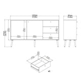 Wooden Sideboard With 2 Doors And 3 Drawers - Cumbria
