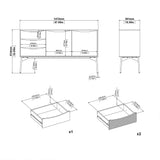 Wooden Sideboard With 2 Doors And 3 Drawers - Fur
