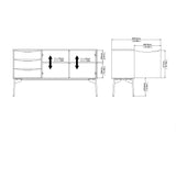 Wooden Sideboard With 2 Doors And 3 Drawers - Fur