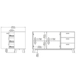 Wooden Sideboard With 2 Doors And 3 Drawers In White Fronts - Ikast