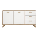 Wooden Sideboard With 2 Doors And 3 Drawers In White Fronts - Ikast