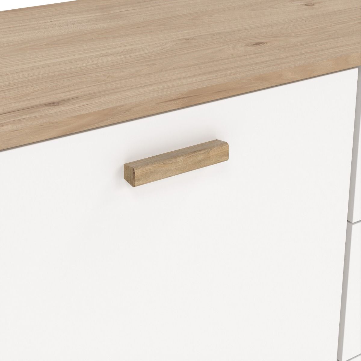 Wooden Sideboard With 2 Doors And 3 Drawers In White Fronts - Ikast