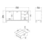 Wooden Sideboard With 2 Doors And 3 Drawers In White Fronts - Ikast