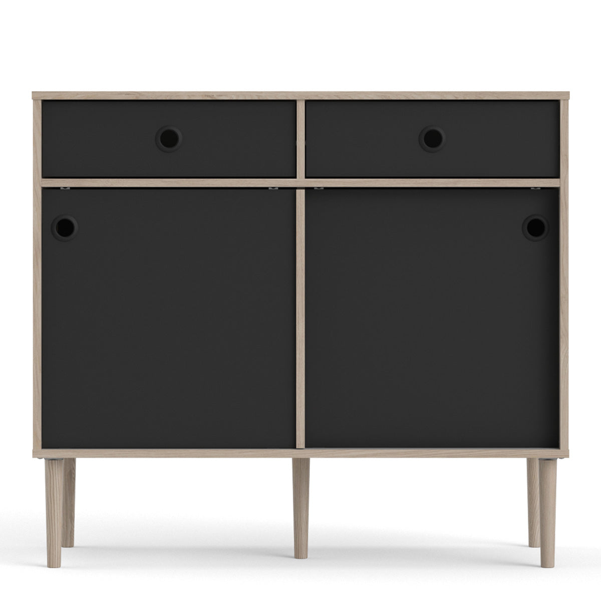 Wooden Sideboard With 2 Sliding Doors And 2 Drawers in Jackson Hickory Oak - Rome