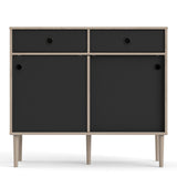 Wooden Sideboard With 2 Sliding Doors And 2 Drawers in Jackson Hickory Oak - Rome