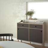 Wooden Sideboard With 2 Sliding Doors And 2 Drawers in Jackson Hickory Oak - Rome
