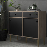 Wooden Sideboard With 2 Sliding Doors And 2 Drawers in Jackson Hickory Oak - Rome