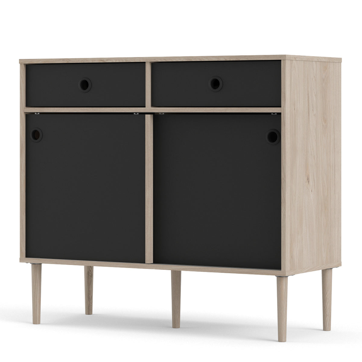Wooden Sideboard With 2 Sliding Doors And 2 Drawers in Jackson Hickory Oak - Rome