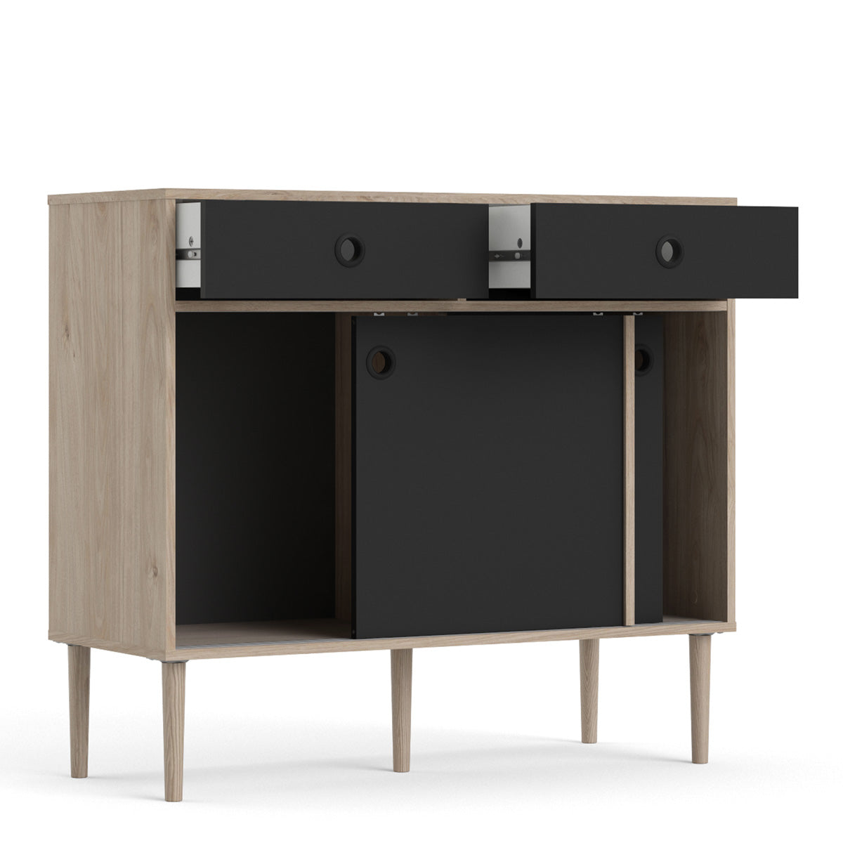 Wooden Sideboard With 2 Sliding Doors And 2 Drawers in Jackson Hickory Oak - Rome