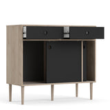 Wooden Sideboard With 2 Sliding Doors And 2 Drawers in Jackson Hickory Oak - Rome