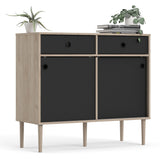 Wooden Sideboard With 2 Sliding Doors And 2 Drawers in Jackson Hickory Oak - Rome