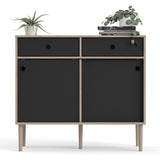 Wooden Sideboard With 2 Sliding Doors And 2 Drawers in Jackson Hickory Oak - Rome