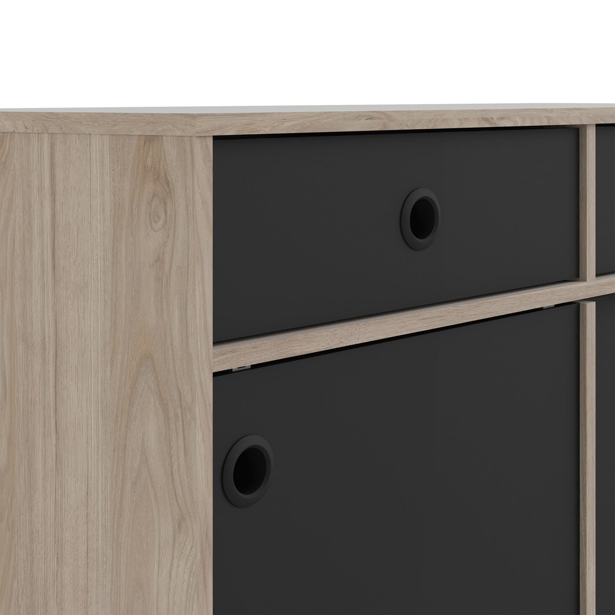 Wooden Sideboard With 2 Sliding Doors And 2 Drawers in Jackson Hickory Oak - Rome