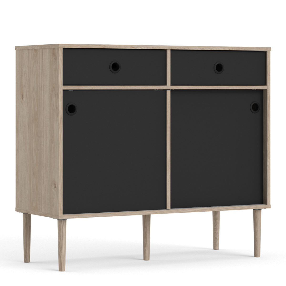 Wooden Sideboard With 2 Sliding Doors And 2 Drawers in Jackson Hickory Oak - Rome