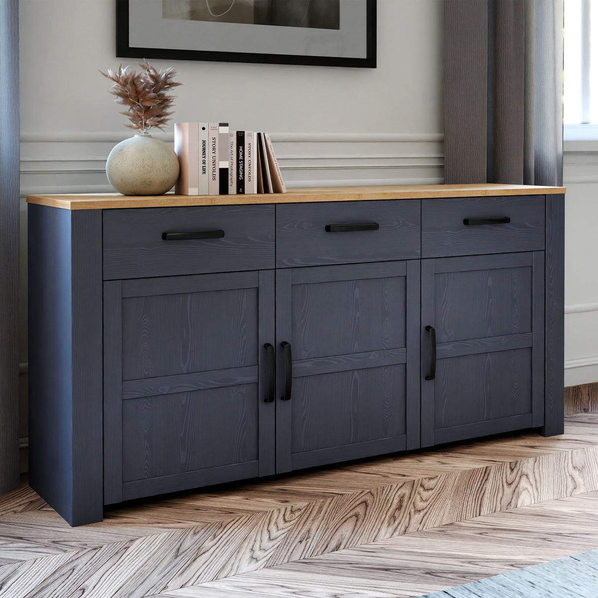 Wooden Sideboard With 3 Doors And 3 Drawers - Bohol