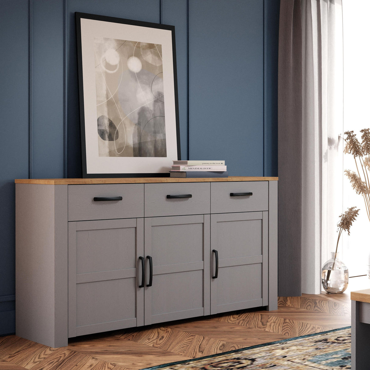 Wooden Sideboard With 3 Doors And 3 Drawers - Bohol
