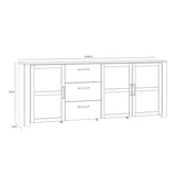 Wooden Sideboard Wide With 3 Doors And 3 Drawers - Bohol