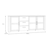 Wooden Sideboard Wide With 3 Doors And 3 Drawers - Bohol