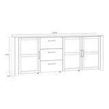 Wooden Sideboard Wide With 3 Doors And 3 Drawers - Bohol