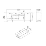 Wooden Sideboard With 4 Doors And 1 Drawer In White Fronts - Ikast