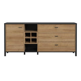 Wooden Sideboard Wide With 1 Door And 3 Drawers - High Rock