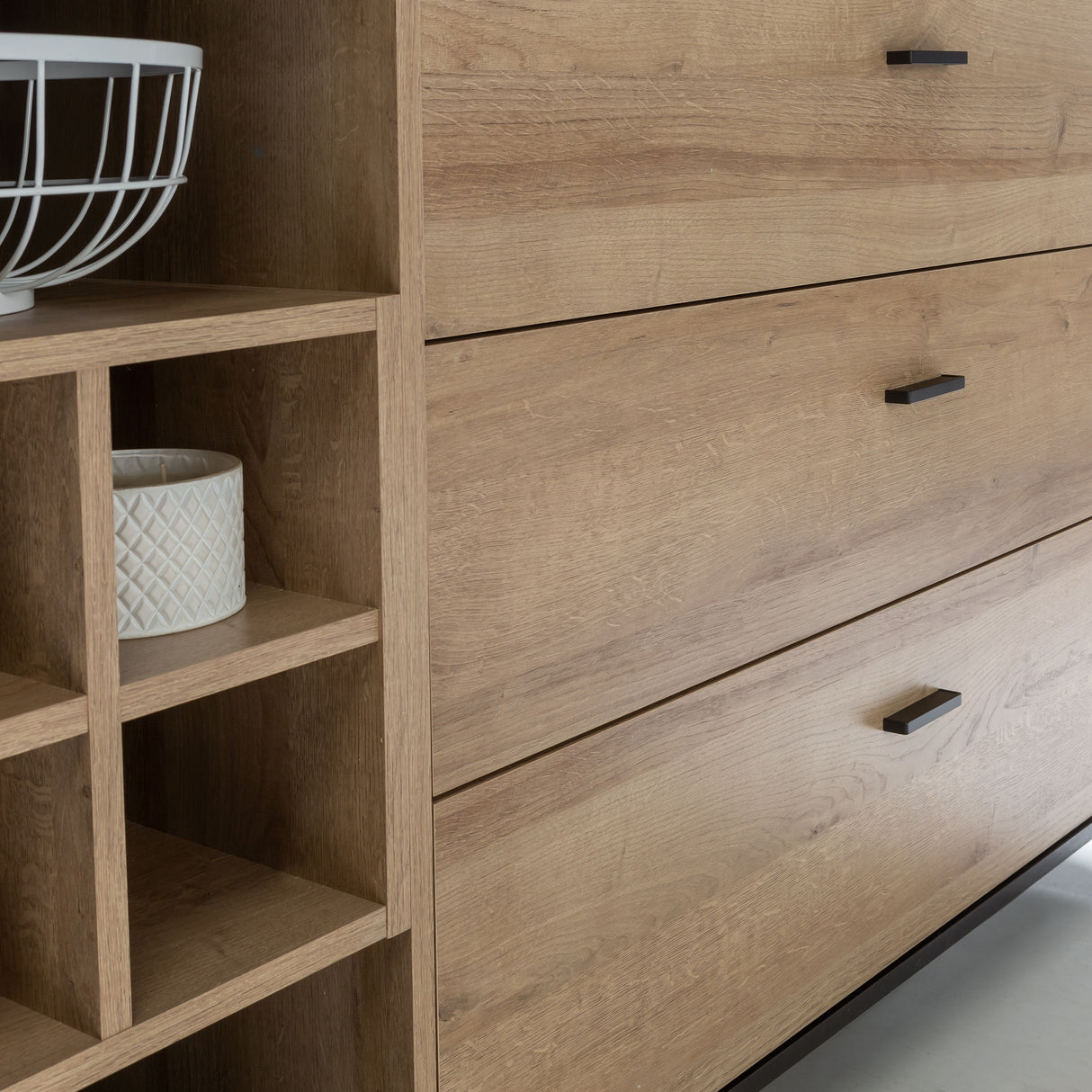 Wooden Sideboard Wide With 1 Door And 3 Drawers - High Rock