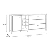 Wooden Sideboard Wide With 1 Door And 3 Drawers - High Rock