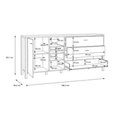 Wooden Sideboard Wide With 1 Door And 3 Drawers - High Rock